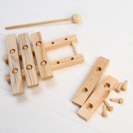 Musical toy "Xylophone", 5 tones, 1 wand, 14x13.2 cm-2