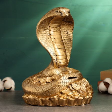Piggy bank "Cobra on money" gold 25x18x20cm