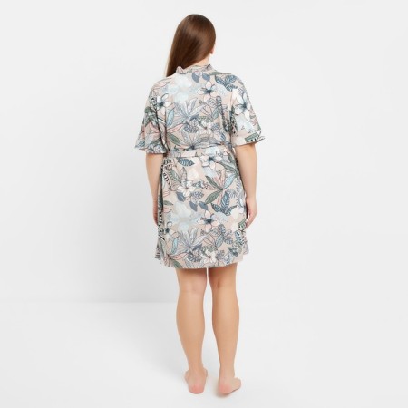 Home set (robe/shirt) female, beige/gray color, size 52-1