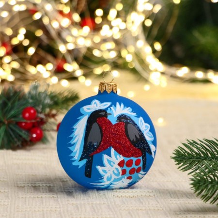 Christmas ball D-8 cm "bullfinch" mix