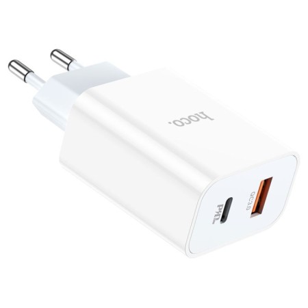 Network charger Hoco C97A, 1 USB, 1 Type-C, 20 W + 18 W, PD + Qc, white-3