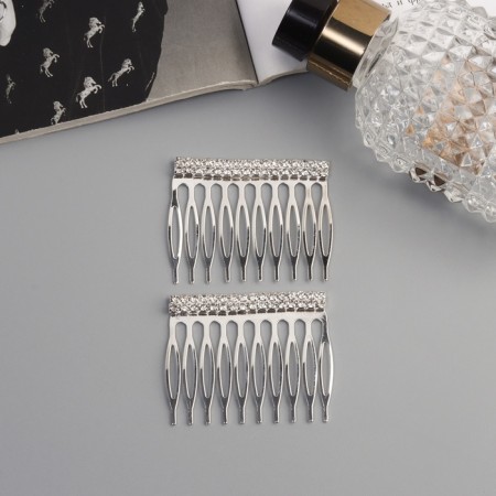 Hair crest "Medea", set 2 pcs., Classic, 5 × 4 cm, silver-1