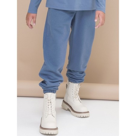 Pants for girls, height 128 cm, dark gray color