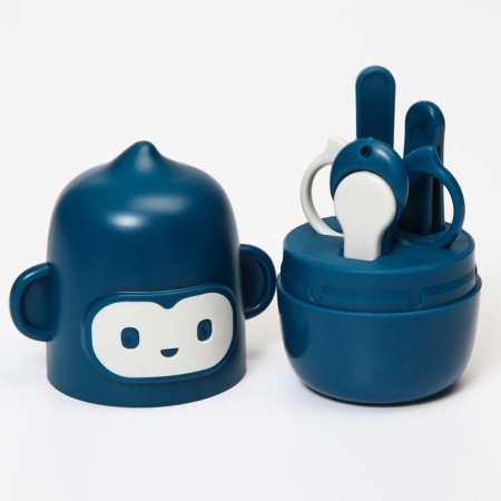 Manicure children's “Monkey” set: scissors, tweezers, saw, tweezers, blue color-1