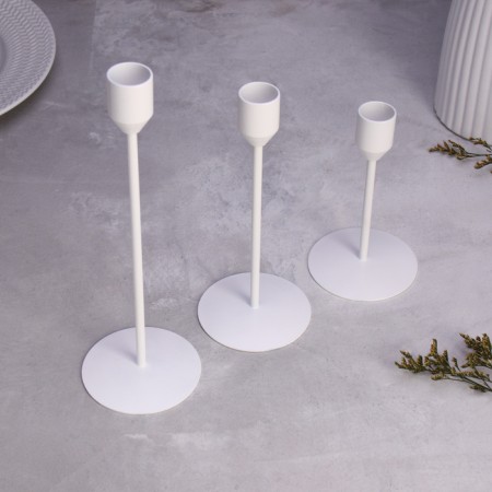 Set of candlesticks "Trio" 8x24; 8x19; 8x14cm, white-2