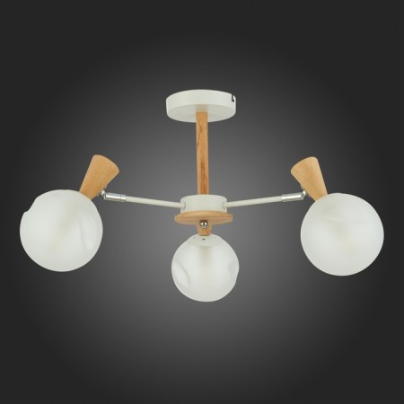 Ceiling EVOLUCE lamp. Sle220702-03. Catania. 3x40 watts, E14, 55x55x35 cm, white color, light wood-4