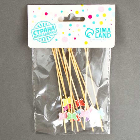 Wooden skewers "Butterflies", 12 cm, set 12 pcs.-2