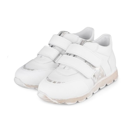 Polobotins for children, size 32, white-silver color