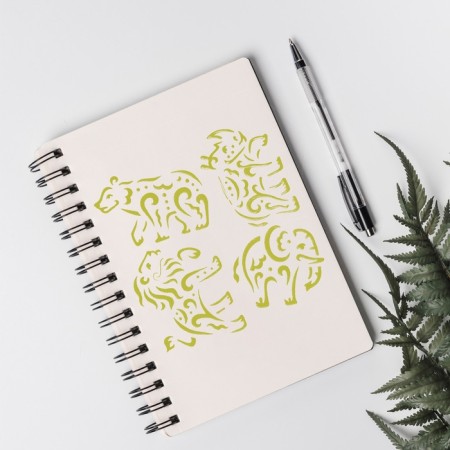 African animals "animals. Mehendi" 13x13 cm stencil-2