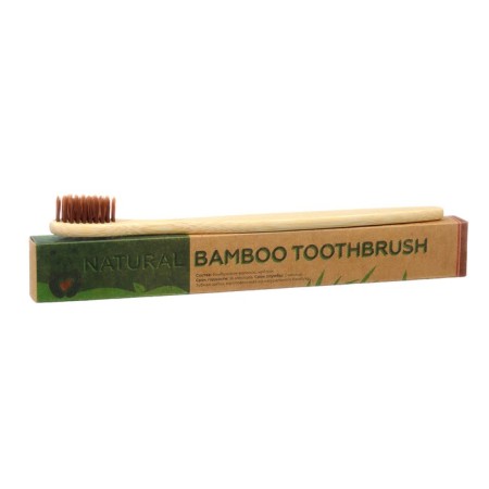 Middle bamboo toothbrush in the box, brown