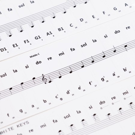 Piano piano stickers 4 x 0.8 cm, colored, 88 keys, transparent-2