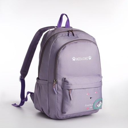 School backpack from textile 2 department on lightning, 3 pockets, lilac color-2