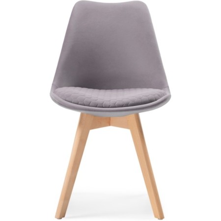 Wooden stool Bonuss array of beech/velor, natural/gray 50x56x82 cm-1