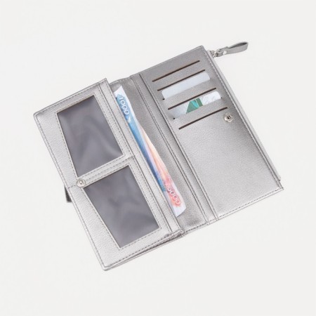 Women's wallet on the button, silver color-4