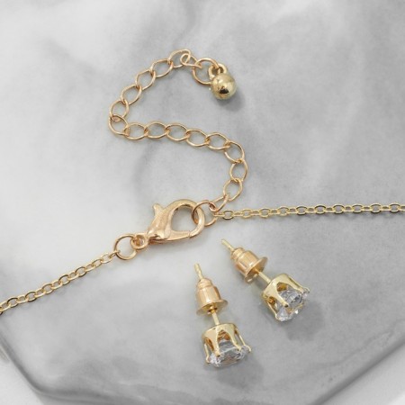 Set 2 objects: earrings, pendant "Bear" on the paw, color white gold, 40 cm-1