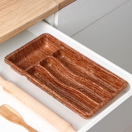 Tiles for cutlery "Woody", 36 × 20 × 5 cm, 4 departments-1
