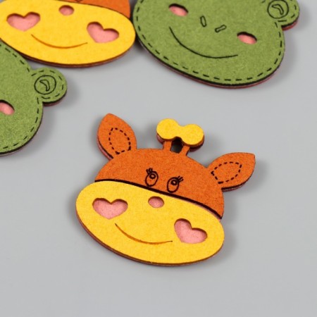 Decor for creativity claims. suede "Muzzles of animals" mix 4.5x3.6 cm-1
