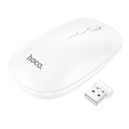 Hoco GM15 mouse, wireless (2.4 + BT), optical, 800-1200-1600 dpi, white-1