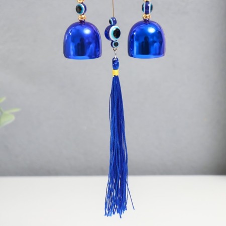 Wind Music Metal "Peacock tail-Werr" from the evil eye with a brush 2 bells 28 cm-3