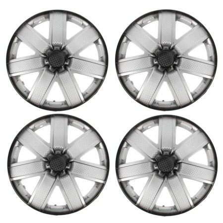 Wheel caps R14 "Galaxi", silver-black carbonate, set 4 pcs.