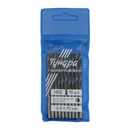 Tundra metal drill, HSS, cylindrical shank, 3.8 x 75 mm, 10 pcs.-1