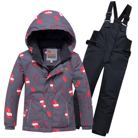 Ski costume for children, height 98 cm, dark gray color