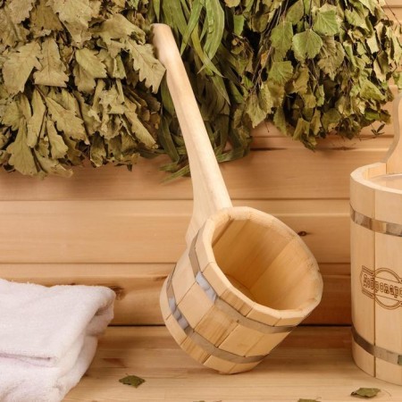 Bucket of linden 1.5l, 48 cm, stainless hoop, with a horizontal handle, "Dobroparov"-3