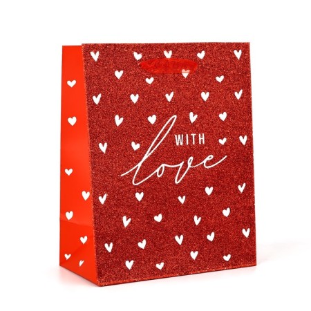 Laminated vertical packet “With Love”, glitter, MS 18 x 23 x 10 cm