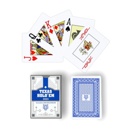 Plastic Plastic Cards "Texas Hold`em", 30 μm, 8.8 x 6.3 cm, blue shirt