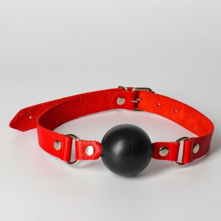 Sitabella bdsm gag, skin adjustable belt, ball, tpe, d 45 mm, red