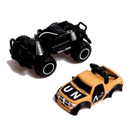 The radio -controlled “Army” jeep works on batteries, sand color-3