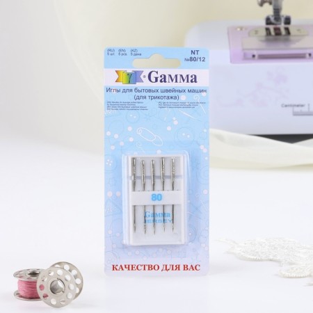 Needles for household sewing machines, for knitwear, No. 80/12, 5 pcs, NT-4