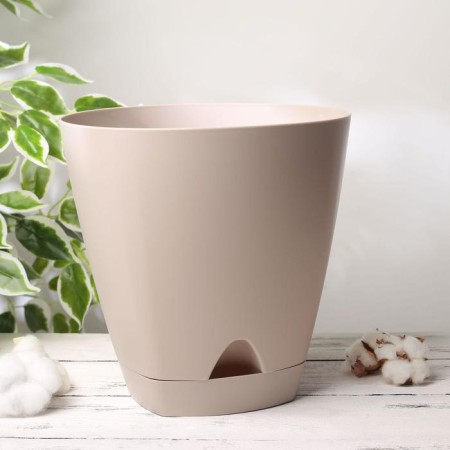 Flower pot with basal watering amsterdam, 8 l, color milk chocolate