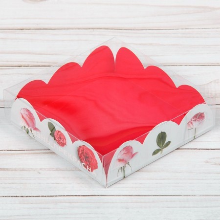 Cookie box, confectionery packaging with PVC lid, “life is beautiful”, 10.5 x 10.5 x 3 cm-1