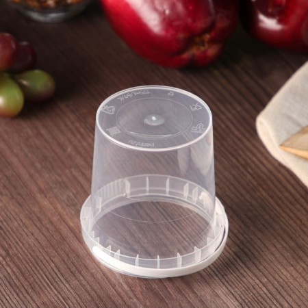 A plastic single can with a white handle, 155 ml, d = 6.9 cm, without a lid, the color is transparent-1