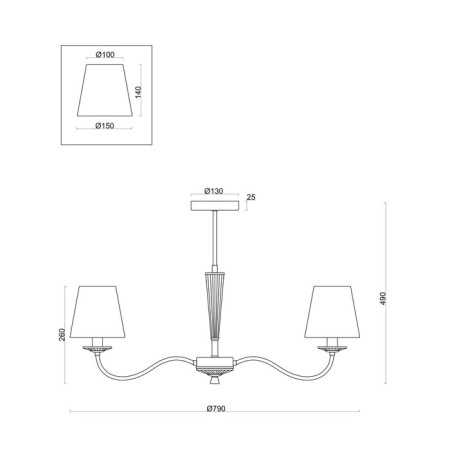 Charya FR2027PL-07BS OSBORN, 790x790x490 mm, E14, 7x40W, brass color-1