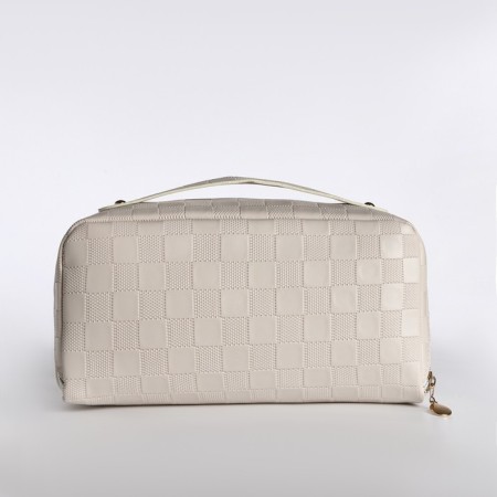 Cosmetic bag-smoke with zipper, beige color-1