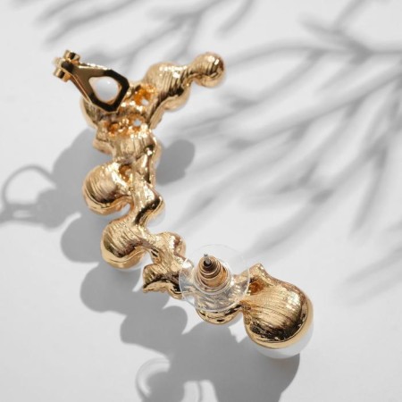 Earring "Kaff" Pearl treasure, white color in gold-2