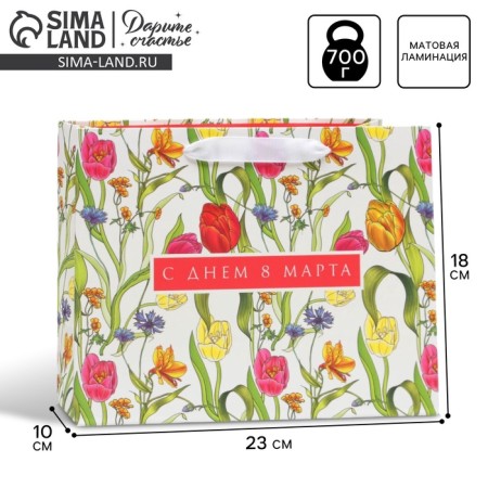 Package Gift Laminated Horizontal, Packaging, "Happy Day of March 8", MS 23 x 18 x 10 cm