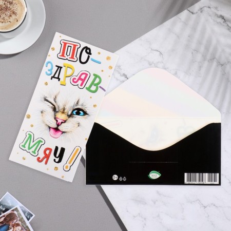 The envelope for the money "late-humu!" glitter, cat, 20.7x23 cm