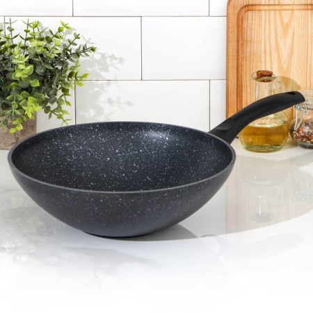 Pan-wok, d = 28, anti-stick coating, dark marble color