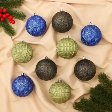 Set of balls plastic D-7.5 cm, 9 pcs "Miracle Users" Green Blue Blue