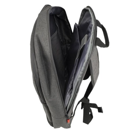A backpack, a lightning department, an outer pocket, an attach to a suitcase, the color is gray-3