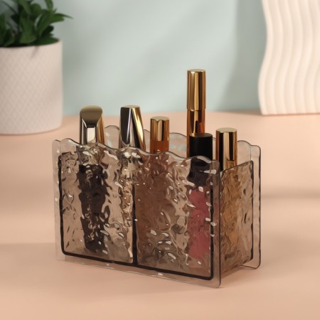 Organizer for storage of cosmetics "Waves", 2 sections, 16 × 6.5 × 10.3 cm, black, translucent