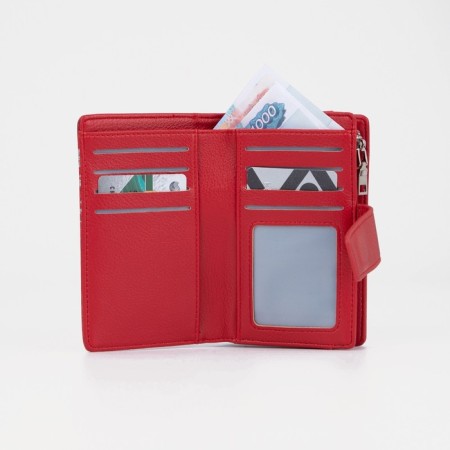 Women's wallet on magnet, red color-5