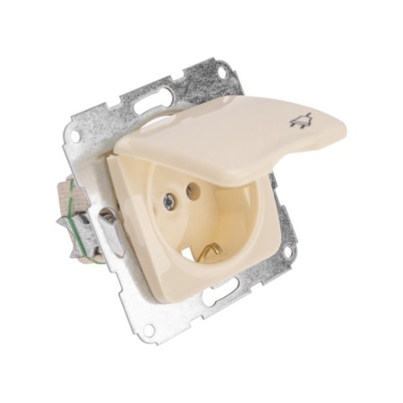 1-seater socket kranz ceramics s/s with a lid s/a 16a fur. Bezh KR-78-0246-2