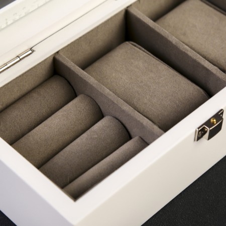 Casket wood 2 compartments for clocks and jewelry "Style" white 10.5x7x19.2 cm-2