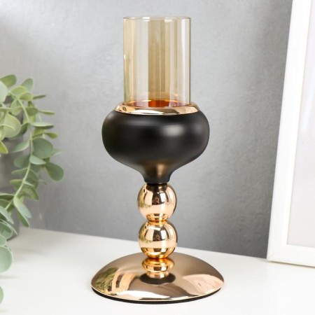 Summary Metal for 1 candle "Golden Balls" black with gold 14x10x10 cm-1