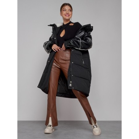 Coat insulated winter female, size 42, black color-11