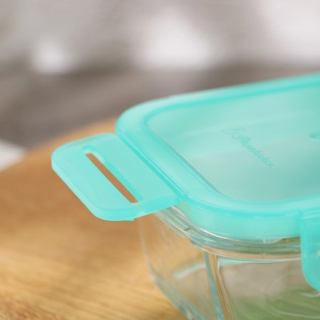 Glass Lockie & Lock Food, with a lid, 350 ml, turquoise color-1